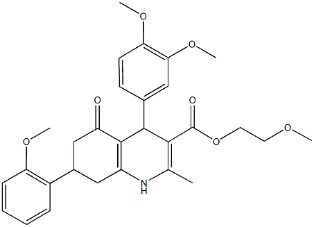 2-methoxyethyl 4-(3,4-dimethoxyphenyl)-7-(2-methoxyphenyl)-2-methyl-5-oxo-1,4,5,6,7,8-hexahydro-3-quinolinecarboxylate 구조식 이미지