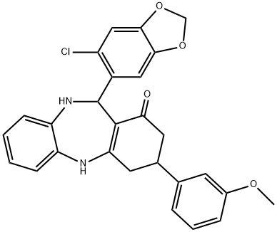 11-(6-chloro-1,3-benzodioxol-5-yl)-3-(3-methoxyphenyl)-2,3,4,5,10,11-hexahydro-1H-dibenzo[b,e][1,4]diazepin-1-one Structure