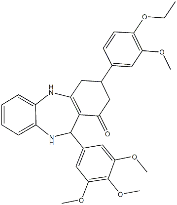 3-(4-ethoxy-3-methoxyphenyl)-11-(3,4,5-trimethoxyphenyl)-2,3,4,5,10,11-hexahydro-1H-dibenzo[b,e][1,4]diazepin-1-one Structure