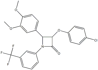 3-(4-chlorophenoxy)-4-(3,4-dimethoxyphenyl)-1-[3-(trifluoromethyl)phenyl]-2-azetidinone 구조식 이미지