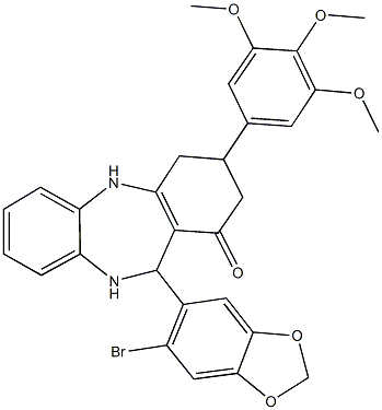 11-(6-bromo-1,3-benzodioxol-5-yl)-3-(3,4,5-trimethoxyphenyl)-2,3,4,5,10,11-hexahydro-1H-dibenzo[b,e][1,4]diazepin-1-one Structure