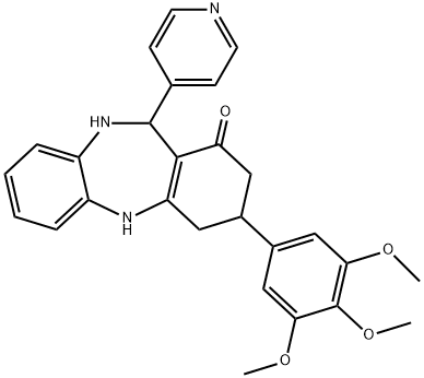 11-(4-pyridinyl)-3-(3,4,5-trimethoxyphenyl)-2,3,4,5,10,11-hexahydro-1H-dibenzo[b,e][1,4]diazepin-1-one 구조식 이미지