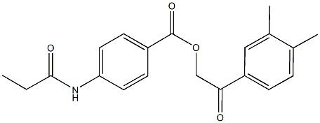 2-(3,4-dimethylphenyl)-2-oxoethyl 4-(propionylamino)benzoate 구조식 이미지