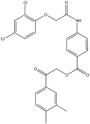 2-(3,4-dimethylphenyl)-2-oxoethyl 4-{[(2,4-dichlorophenoxy)acetyl]amino}benzoate 구조식 이미지