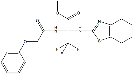 methyl 3,3,3-trifluoro-2-[(phenoxyacetyl)amino]-2-(4,5,6,7-tetrahydro-1,3-benzothiazol-2-ylamino)propanoate 구조식 이미지