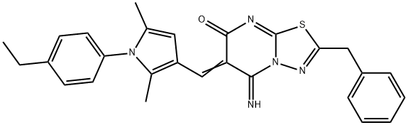 2-benzyl-6-{[1-(4-ethylphenyl)-2,5-dimethyl-1H-pyrrol-3-yl]methylene}-5-imino-5,6-dihydro-7H-[1,3,4]thiadiazolo[3,2-a]pyrimidin-7-one Structure