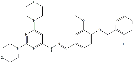 4-[(2-fluorobenzyl)oxy]-3-methoxybenzaldehyde [2,6-di(4-morpholinyl)-4-pyrimidinyl]hydrazone Structure