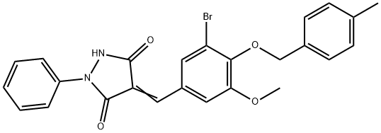 4-{3-bromo-5-methoxy-4-[(4-methylbenzyl)oxy]benzylidene}-1-phenyl-3,5-pyrazolidinedione Structure