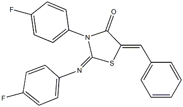 5-benzylidene-3-(4-fluorophenyl)-2-[(4-fluorophenyl)imino]-1,3-thiazolidin-4-one Structure