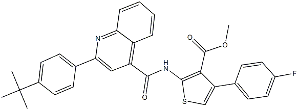 methyl 2-({[2-(4-tert-butylphenyl)-4-quinolinyl]carbonyl}amino)-4-(4-fluorophenyl)-3-thiophenecarboxylate 구조식 이미지