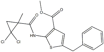 methyl 5-benzyl-2-{[(2,2-dichloro-1-methylcyclopropyl)carbonyl]amino}-3-thiophenecarboxylate 구조식 이미지