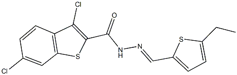 3,6-dichloro-N'-[(5-ethyl-2-thienyl)methylene]-1-benzothiophene-2-carbohydrazide 구조식 이미지