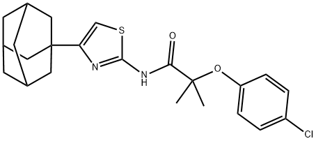 N-[4-(1-adamantyl)-1,3-thiazol-2-yl]-2-(4-chlorophenoxy)-2-methylpropanamide 구조식 이미지