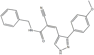 N-benzyl-2-cyano-3-[3-(4-methoxyphenyl)-1H-pyrazol-4-yl]acrylamide Structure