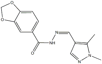 N'-[(1,5-dimethyl-1H-pyrazol-4-yl)methylene]-1,3-benzodioxole-5-carbohydrazide Structure