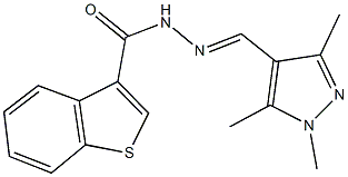 N'-[(1,3,5-trimethyl-1H-pyrazol-4-yl)methylene]-1-benzothiophene-3-carbohydrazide 구조식 이미지