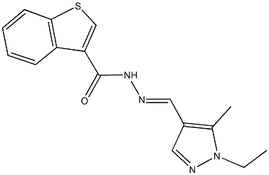 N'-[(1-ethyl-5-methyl-1H-pyrazol-4-yl)methylene]-1-benzothiophene-3-carbohydrazide 구조식 이미지