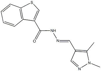 N'-[(1,5-dimethyl-1H-pyrazol-4-yl)methylene]-1-benzothiophene-3-carbohydrazide Structure