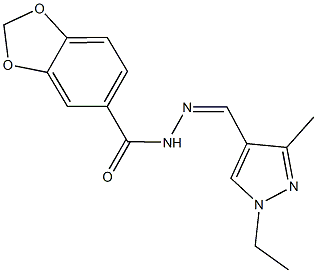 N'-[(1-ethyl-3-methyl-1H-pyrazol-4-yl)methylene]-1,3-benzodioxole-5-carbohydrazide Structure