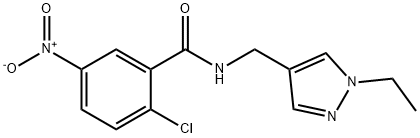 2-chloro-N-[(1-ethyl-1H-pyrazol-4-yl)methyl]-5-nitrobenzamide 구조식 이미지