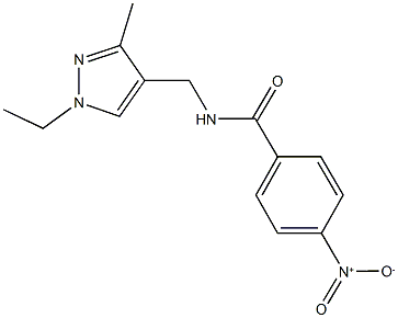 N-[(1-ethyl-3-methyl-1H-pyrazol-4-yl)methyl]-4-nitrobenzamide 구조식 이미지