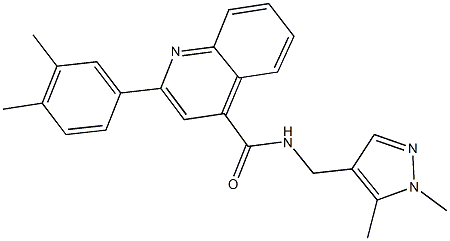2-(3,4-dimethylphenyl)-N-[(1,5-dimethyl-1H-pyrazol-4-yl)methyl]-4-quinolinecarboxamide 구조식 이미지