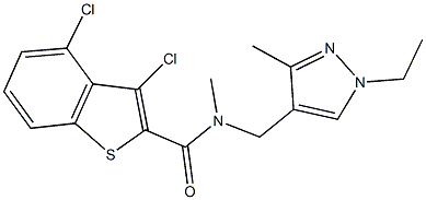 3,4-dichloro-N-[(1-ethyl-3-methyl-1H-pyrazol-4-yl)methyl]-N-methyl-1-benzothiophene-2-carboxamide 구조식 이미지