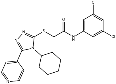 2-{[4-cyclohexyl-5-(4-pyridinyl)-4H-1,2,4-triazol-3-yl]sulfanyl}-N-(3,5-dichlorophenyl)acetamide 구조식 이미지