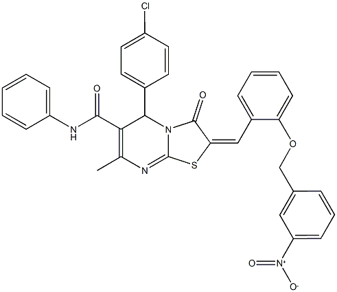 5-(4-chlorophenyl)-2-[2-({3-nitrobenzyl}oxy)benzylidene]-7-methyl-3-oxo-N-phenyl-2,3-dihydro-5H-[1,3]thiazolo[3,2-a]pyrimidine-6-carboxamide Structure