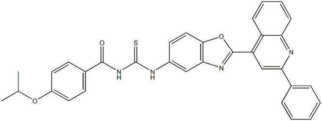 N-(4-isopropoxybenzoyl)-N'-[2-(2-phenyl-4-quinolinyl)-1,3-benzoxazol-5-yl]thiourea 구조식 이미지