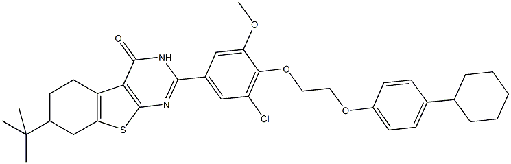 7-tert-butyl-2-{3-chloro-4-[2-(4-cyclohexylphenoxy)ethoxy]-5-methoxyphenyl}-5,6,7,8-tetrahydro[1]benzothieno[2,3-d]pyrimidin-4(3H)-one Structure