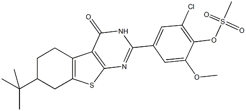 4-(7-tert-butyl-4-oxo-3,4,5,6,7,8-hexahydro[1]benzothieno[2,3-d]pyrimidin-2-yl)-2-chloro-6-methoxyphenyl methanesulfonate 구조식 이미지