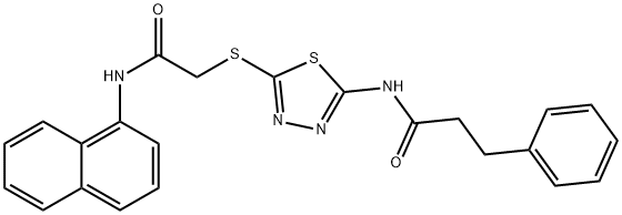 N-(5-{[2-(1-naphthylamino)-2-oxoethyl]sulfanyl}-1,3,4-thiadiazol-2-yl)-3-phenylpropanamide 구조식 이미지