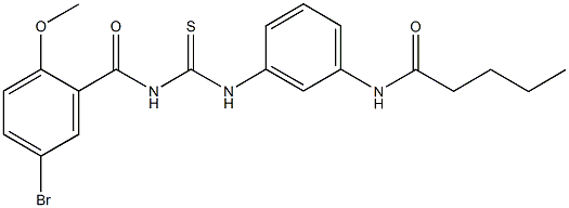 N-[3-({[(5-bromo-2-methoxybenzoyl)amino]carbothioyl}amino)phenyl]pentanamide 구조식 이미지