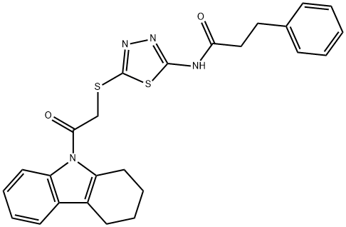 N-(5-{[2-oxo-2-(1,2,3,4-tetrahydro-9H-carbazol-9-yl)ethyl]sulfanyl}-1,3,4-thiadiazol-2-yl)-3-phenylpropanamide 구조식 이미지