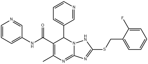 2-[(2-fluorobenzyl)sulfanyl]-5-methyl-N,7-di(3-pyridinyl)-4,7-dihydro[1,2,4]triazolo[1,5-a]pyrimidine-6-carboxamide 구조식 이미지