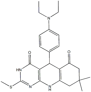 5-[4-(diethylamino)phenyl]-8,8-dimethyl-2-(methylsulfanyl)-5,8,9,10-tetrahydropyrimido[4,5-b]quinoline-4,6(3H,7H)-dione 구조식 이미지