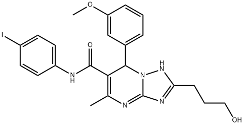 2-(3-hydroxypropyl)-N-(4-iodophenyl)-7-(3-methoxyphenyl)-5-methyl-4,7-dihydro[1,2,4]triazolo[1,5-a]pyrimidine-6-carboxamide 구조식 이미지