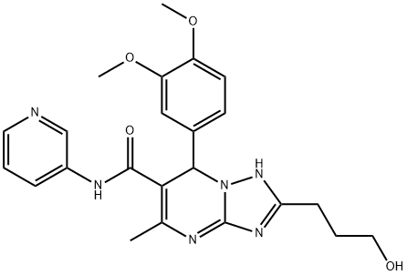 7-(3,4-dimethoxyphenyl)-2-(3-hydroxypropyl)-5-methyl-N-(3-pyridinyl)-4,7-dihydro[1,2,4]triazolo[1,5-a]pyrimidine-6-carboxamide 구조식 이미지