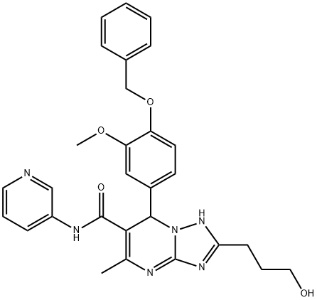 7-[4-(benzyloxy)-3-methoxyphenyl]-2-(3-hydroxypropyl)-5-methyl-N-(3-pyridinyl)-4,7-dihydro[1,2,4]triazolo[1,5-a]pyrimidine-6-carboxamide Structure
