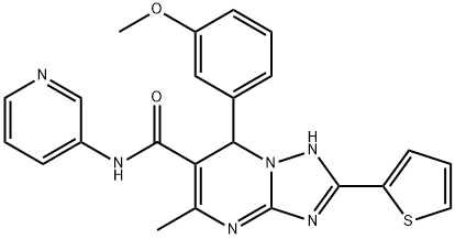 7-(3-methoxyphenyl)-5-methyl-N-(3-pyridinyl)-2-(2-thienyl)-4,7-dihydro[1,2,4]triazolo[1,5-a]pyrimidine-6-carboxamide 구조식 이미지