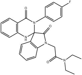 N,N-diethyl-2-[3'-(4-fluorophenyl)-2,4'(1'H)-dioxo-2,2',3,3'-tetrahydrospiro(1H-indole-3,2'-quinazoline)-1-yl]acetamide 구조식 이미지