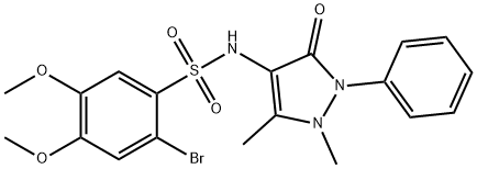 2-bromo-N-(1,5-dimethyl-3-oxo-2-phenyl-2,3-dihydro-1H-pyrazol-4-yl)-4,5-dimethoxybenzenesulfonamide 구조식 이미지