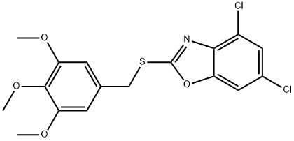 4,6-dichloro-2-[(3,4,5-trimethoxybenzyl)sulfanyl]-1,3-benzoxazole Structure