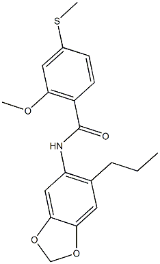 2-methoxy-4-(methylsulfanyl)-N-(6-propyl-1,3-benzodioxol-5-yl)benzamide 구조식 이미지