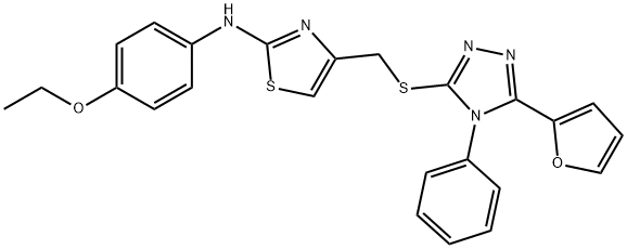 N-(4-ethoxyphenyl)-N-[4-({[5-(2-furyl)-4-phenyl-4H-1,2,4-triazol-3-yl]sulfanyl}methyl)-1,3-thiazol-2-yl]amine 구조식 이미지