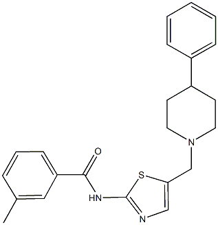 3-methyl-N-{5-[(4-phenyl-1-piperidinyl)methyl]-1,3-thiazol-2-yl}benzamide Structure