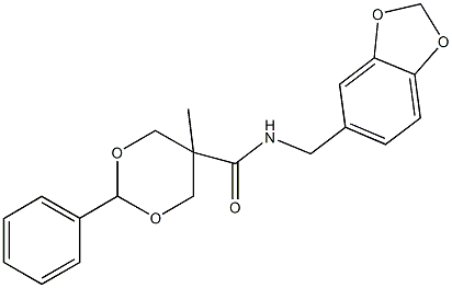 N-(1,3-benzodioxol-5-ylmethyl)-5-methyl-2-phenyl-1,3-dioxane-5-carboxamide 구조식 이미지