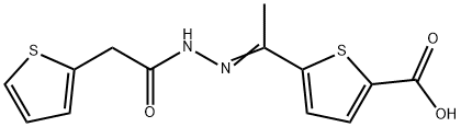 5-[N-(2-thienylacetyl)ethanehydrazonoyl]-2-thiophenecarboxylic acid 구조식 이미지