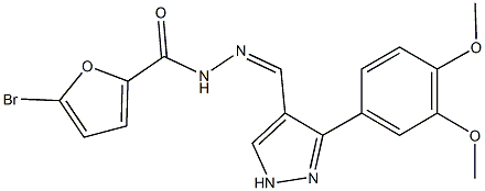 5-bromo-N'-{[3-(3,4-dimethoxyphenyl)-1H-pyrazol-4-yl]methylene}-2-furohydrazide 구조식 이미지